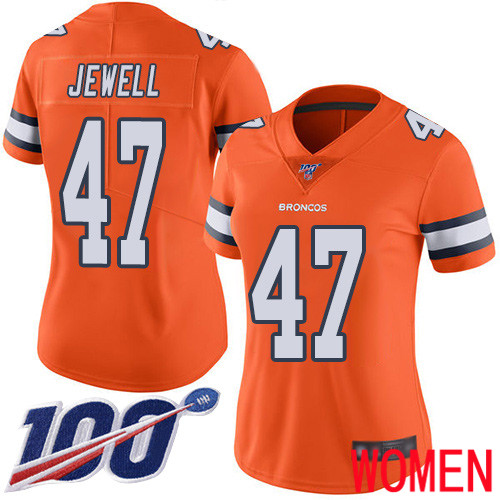 Women Denver Broncos #47 Josey Jewell Limited Orange Rush Vapor Untouchable 100th Season Football NFL Jersey